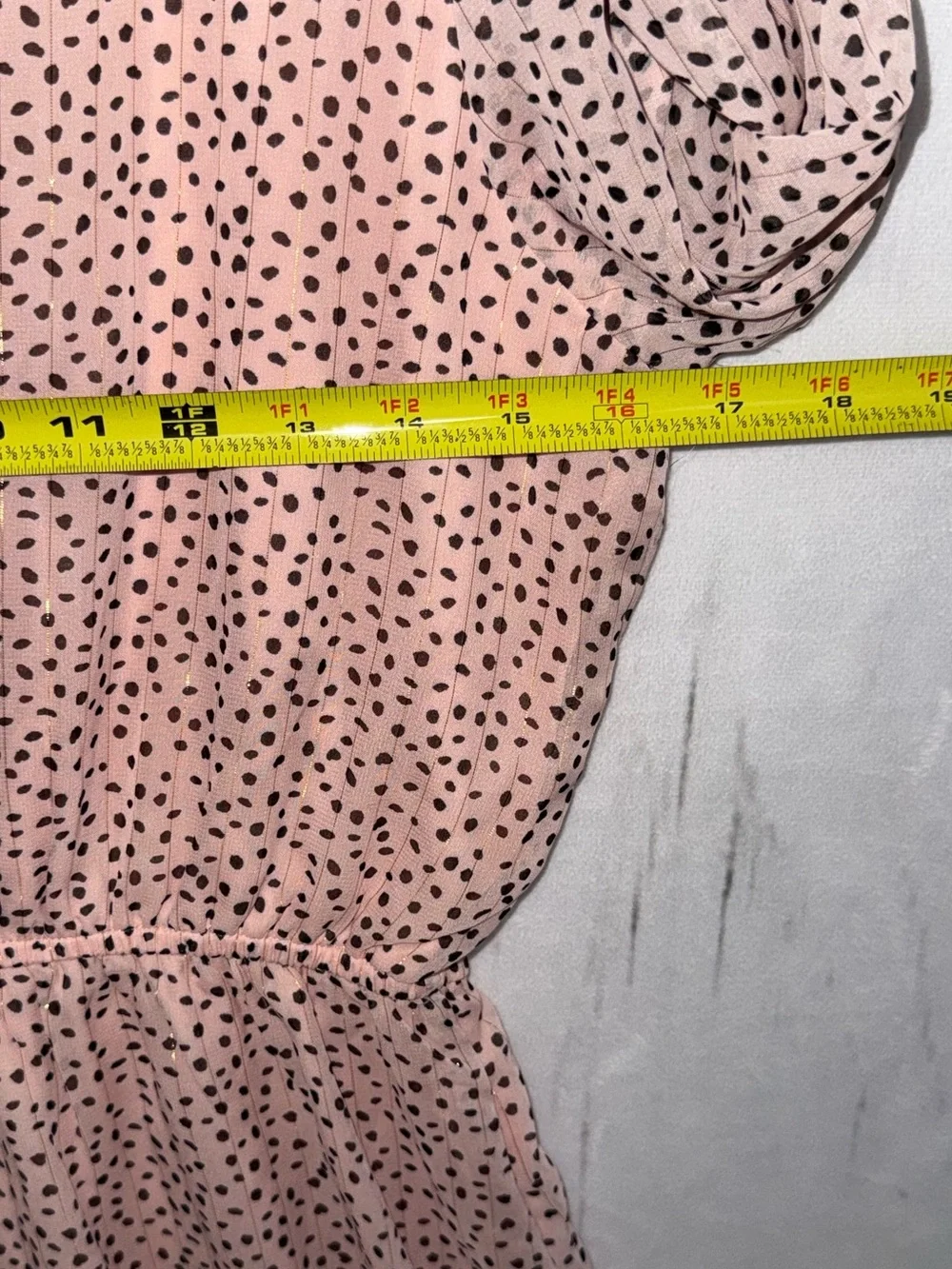 Reserved Blush Pink Ruffle Dotted Mini Dress Sheer Sleeve Small